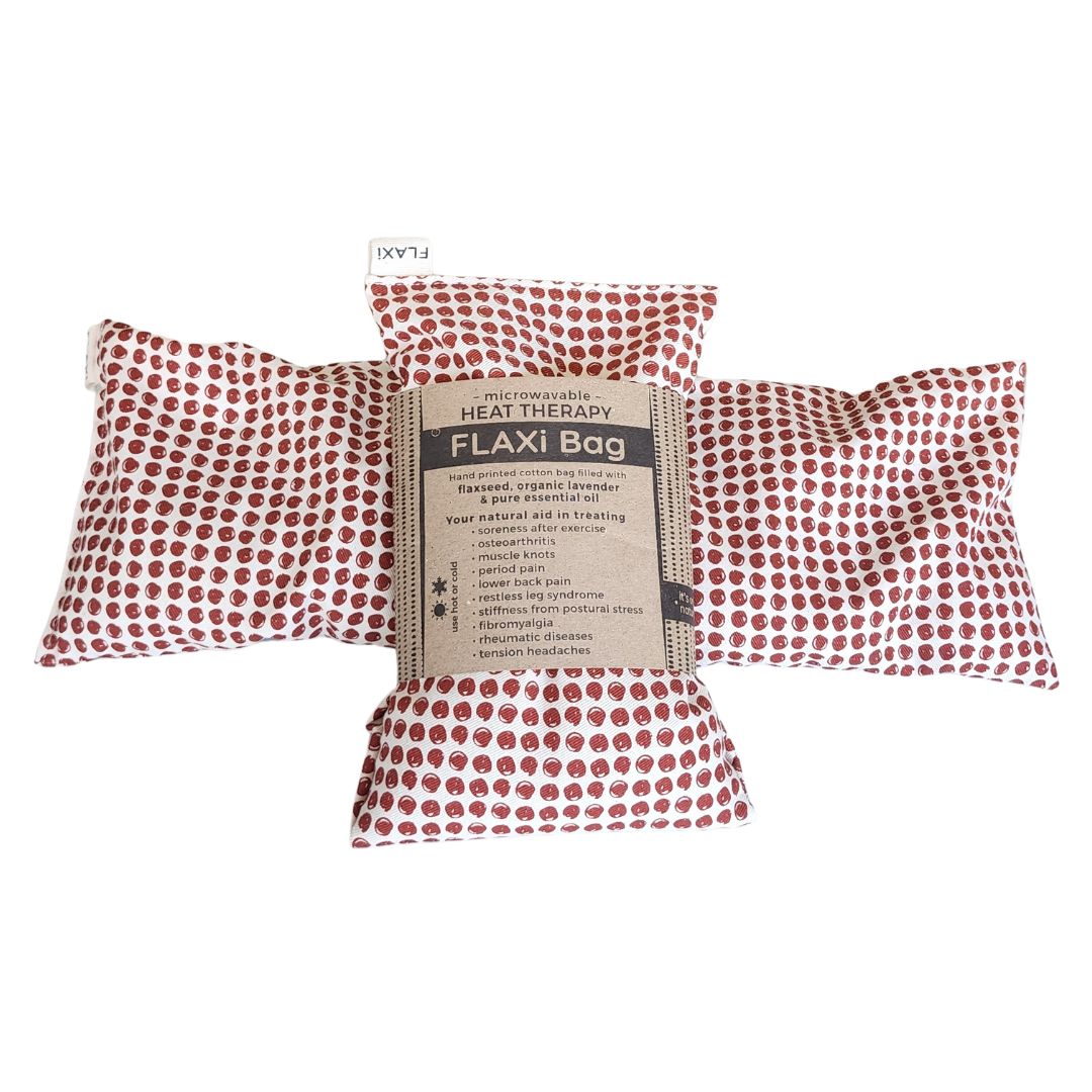Flaxseed & Lavender Heat Therapy Bag (Maroon Dots) | FLAXi